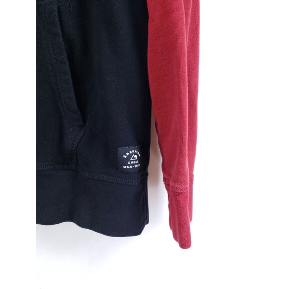 American Eagle Hooded Sweatshirt Men's Size Medium Red Color Block - Picture 4 of 8